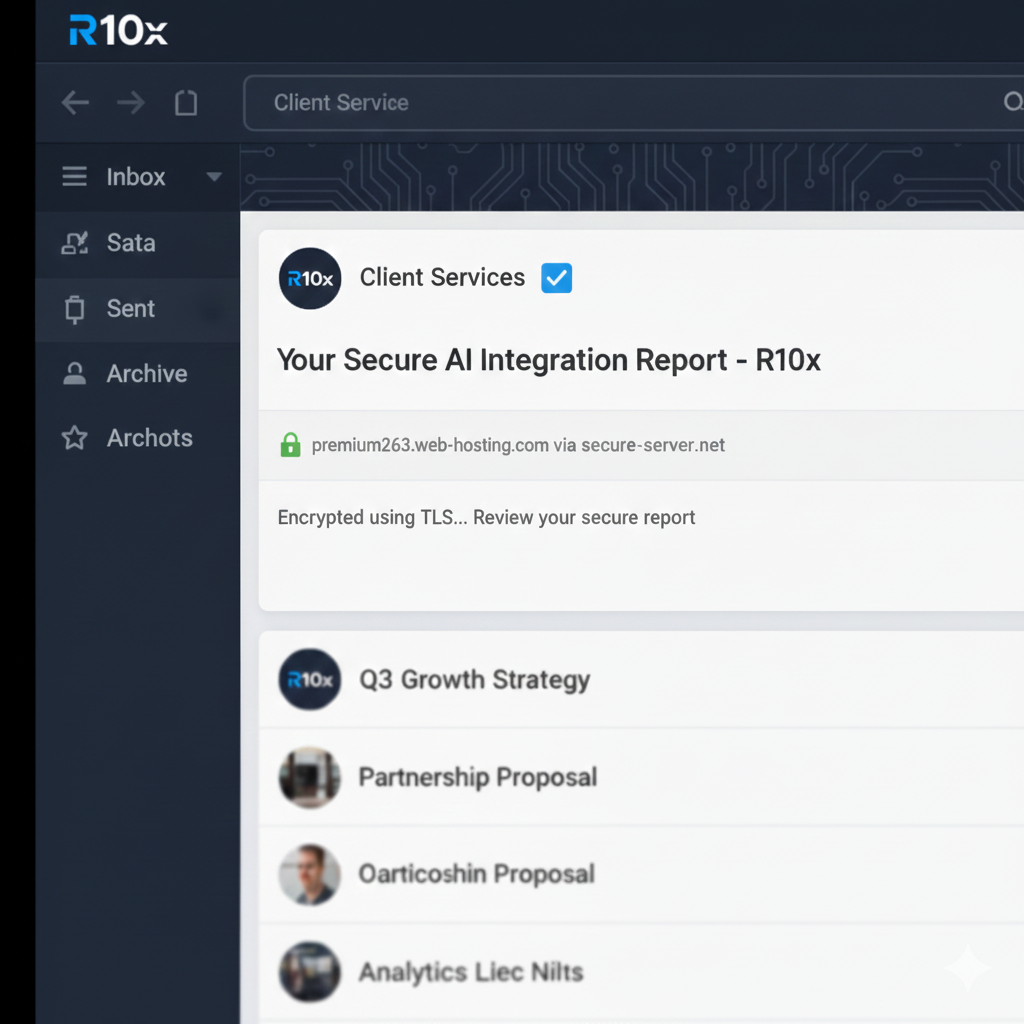 Professional digital footprint featuring verified R10x business email branding in Gmail