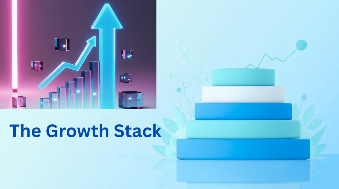 A 3D architectural stack representing the R10x Growth Stack and Unified Ecosystem pillars for real estate market dominance